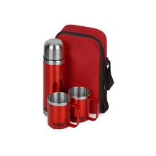 Набор: термос на 500 мл, 2 кружки на 220 мл в дорожной сумке с термоизоляцией, красный Увеличить...